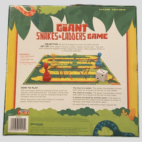 Giant Snakes & Ladders Game by Pressman Toy - Picture 2 of 2